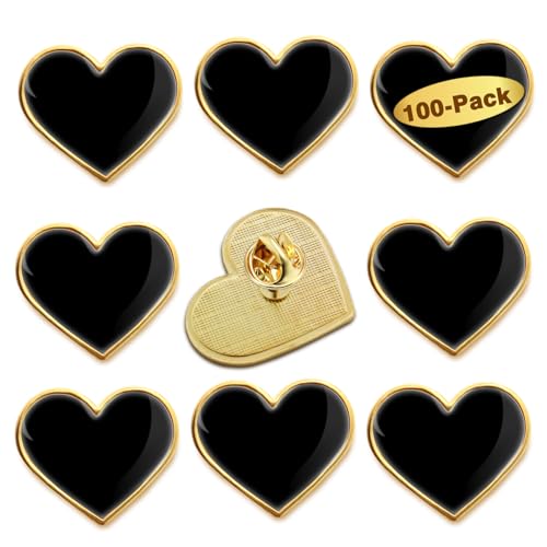 Image of 12 /25 /50 /100Pcs Multicolor Heart Love Lapel Pins Bulk - Metal Heart Health Brooch Badge For Men Women Clothes Bags Hats