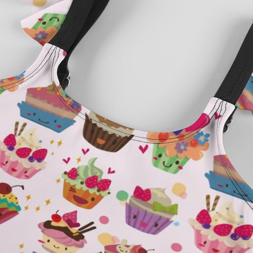 Image of Girls One Piece Swimsuit Macaroni Cheese Pasta Food Ruffles Swimwear Bathing Suits 3-12 Years