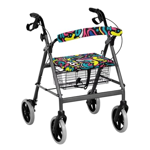Image of Abstract Rollator Walker Seat and Backrest Covers Universal Accessories for Rollator Walkers Soft Stylish Walkers for Seniors with Seat Cover for Ladies