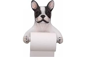 Adorable French Bulldog Toilet Paper Holder, Wall-Mounted Roll Dispenser, Bathroom Home Decor
