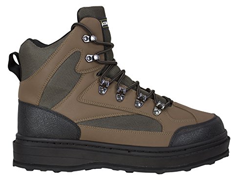 Compass 360 Men's Fishing River Durable Non Slip Ledges Cleated Sole Wading Shoes Boots Brown3