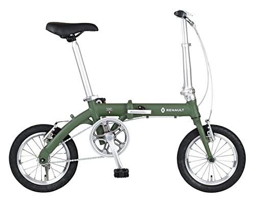 RENAULT(ルノー) LIGHT8 AL-FDB140 オリーブ 軽量アルミフレーム 14インチ コンパクト折りたたみ自転車 本体重量8.3kg 防錆チェーン/ステンレススポーク/スリックタイヤ/ポリッシュリム 【前後ハブ/ギアクランク:アルミ仕様】