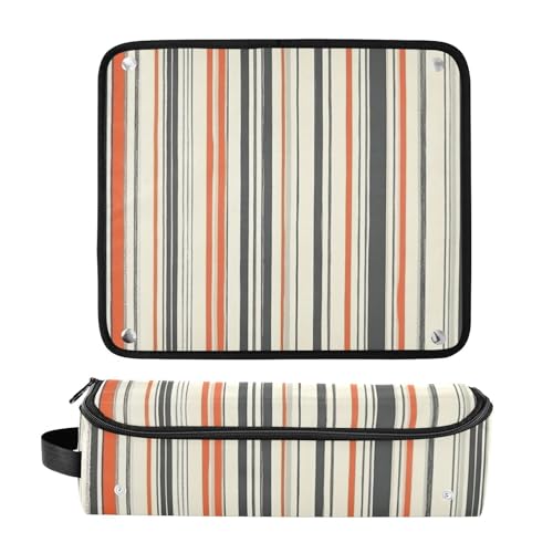 Bolso de viaje GuoChe para herramientas de cabello con tapete resistente al calor desmontable, diseño a rayas color block miniatura 3