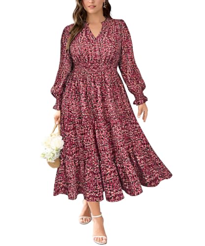 RITERA Plus Size Women's Blue Floral Maxi Dress...