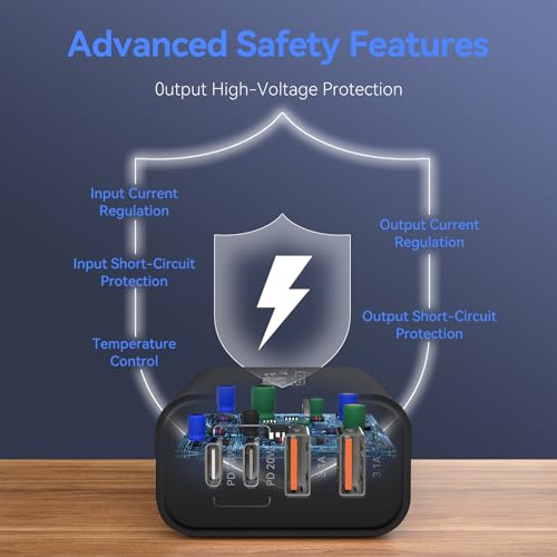 Image of USB C Wall Fast Charger Block, 40W 4-Port Type C Chargers Fast Charging Blocks PD Power Charger Adapter+QC 3.0 USB Multiport Charger Brick for Phone 17 /16 /15 /14 /13 /12 Pro Max, i-Pad, Galaxy S25-3Pack