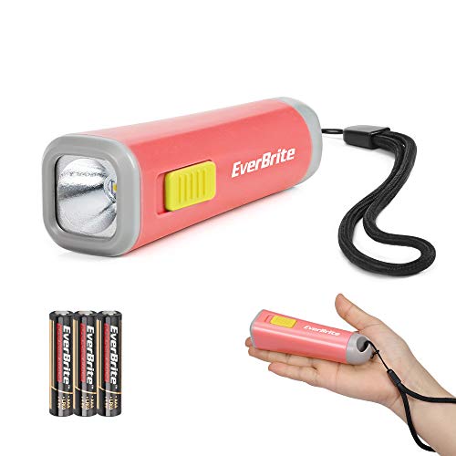 Image of EverBrite Mini Flashlight Red, Small LED Flashlight, Batteries Included | Lightweight, 3 AAA Batteries Included, Wrist Lanyard, Soft LED Light, Home, Camping & Emergency Use, Holiday Gifts