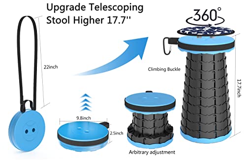 Alevmoom Camping Stool With Cushion,Portable Telescoping Stool More Sturdy Capacity 440Ib,Retractable Collapsible Stool Adjustable Folding Stool For Hiking Fishing Garden Bbq With Carry Bag #TOP3