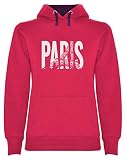 Paris Imprimé Fashion Street Style 14 Juillet Sweatshirt Capuche Femme Small Fuchsia
