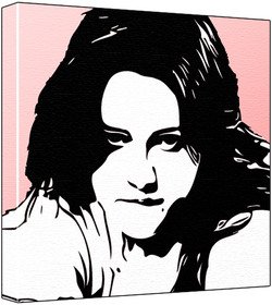 Kristen Stewart - Pop Art Print (Pink Background) 30 x 30 x 2.5 cm Deep Box Canvas
