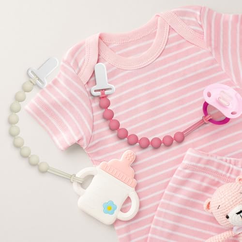 Image of Pacifier Clips Baby Girls - Draklary 4 Pack Paci Clip Silicone Soothe Baby Binky Holder for Newborn Essentials Shower Birthday Gift