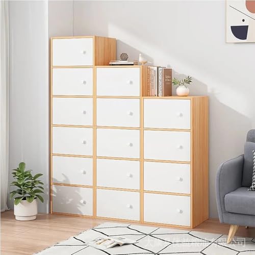 Image of EXVITO Engineered Wood Wardrobe for Bedroom | Foldable 5-Shelf Wooden Storage Cabinet | Cupboard Almirah for Clothes | Collapsible Wardrobe | Digital Heavy PC Game Cabinet - Maple