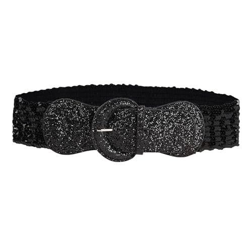 VASTLUCKY Women Elastic Wide Waist Belt for Dresses Sequin Glitters Cinch Corset Belt Stretchy Waistband Chunky Buckle Belts2