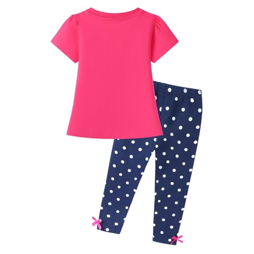 Image of HILEELANG Toddler Girl Easter Outfit Spring Summer Cotton Leggings Pants Tees Shirts Clothing Sets