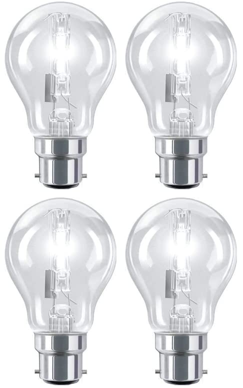 4 Pack Casell Eco Halogen 70w=(100w Eqv) Dimmable GLS Light Bulbs B22 Large Bayonet Cap 1150 Lumens 2700K Warm White 240V