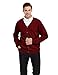 TopTie Men's Sweater Cardigan Casual Fit V-Neck Cotton-Red-L