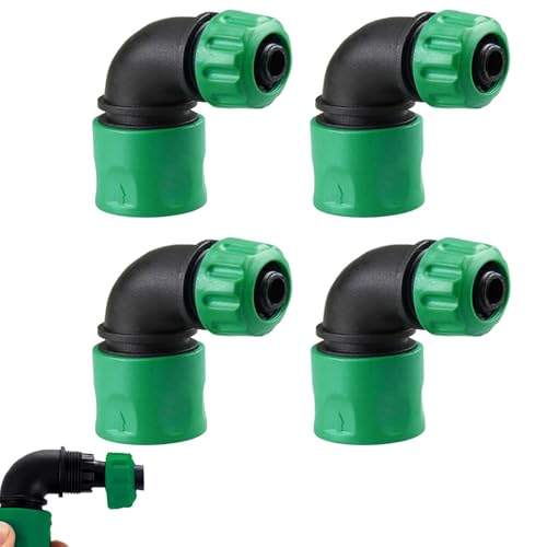 4 adattatori ad angolo rapido per tubo da giardino, connettori a 90 gradi