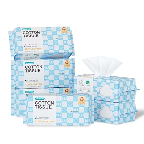 【極厚&枚数増量!】Winner フェイスタオル クレンジングタオル OEKO-TEXR認証 天然コットン ふきとり用 フェイスペーパー 毛羽立ちなし 使い捨て 洗顔タオル 手拭き 顔拭き メイク落とし 敏感肌用 乾湿両用 (480枚 80枚×6) 20x