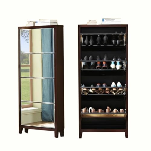 NIZAME Armario Zapatero con Espejo de Pie, Organizador de Almacenamiento con Patas Altas 3/4/5 Organizadores del Zapato del Armario para La Sala de Estar (Color : 4-Layer)