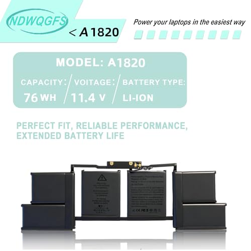 Image of A1707 A1820 Laptop Battery for MacBook Pro 15 inch (Late 2016, Mid 2017) Touch Bar Replacement for Models MLH32 MLW72 MPTR2 MPTU2 | EMC 3072, 3162, 020-01728