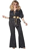 California Costumes Women's Size Disco Dazzler Plus Costume, black/gold, 3X Large