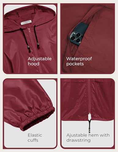 Image of COOFANDY Mens Packable Rain Jacket Lightweight Waterproof Raincoat with Hood Outdoor Rain Gear Travel Hiking Cycling