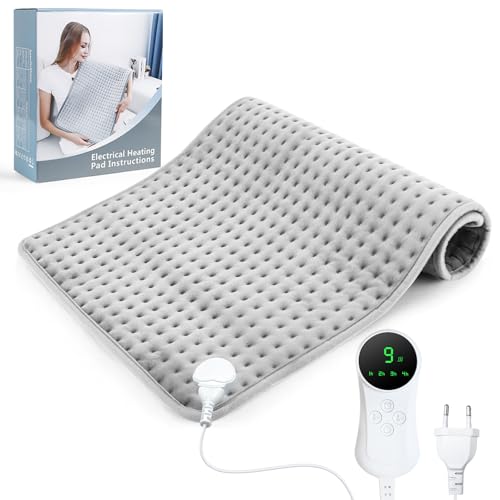Manta Electrica Lumbar 43 X 84 cm Almohadilla eléctrica con apagado automático y 9 ajustes de temperatura, almohadilla eléctrica para espalda, cuello, hombros, estómago