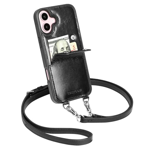Étui antichoc iPhone 16 Plus pour ne plus perdre son téléphone avec sangle et cuir