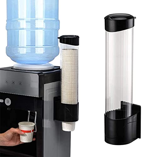 Becherspender, 60-80 Tassen Papier-Kunststoff-becherspender One-Touch-Tasten-becherhalter Spender Becherhalter Wegwerfbecher Cfür Plastikbecher(Black) Cover