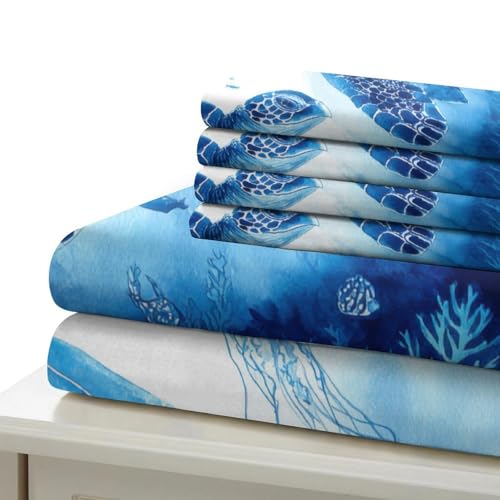 Housse de couette tortue marine 3D parure de lit ocean fermeture eclair - 7