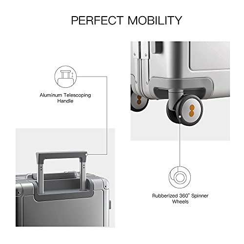 Level8 Gibraltar Carry On Luggage, 20" Aluminum Frame Hardside Suitcase, Zipperless Luggage With Tsa Lock And Spinner Wheels - Sliver #TOP5