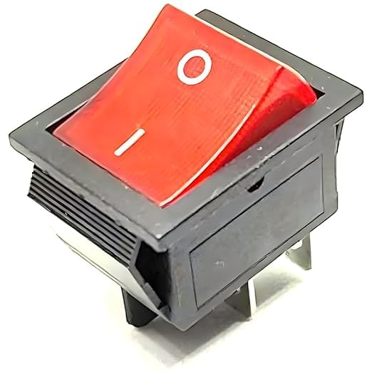 R&D 2 Pin Black Button On/Off Rocker Switch Ac 250V/15A 125V/20A Rocker Switch 15 A One Way Electrical Switch pack of 20