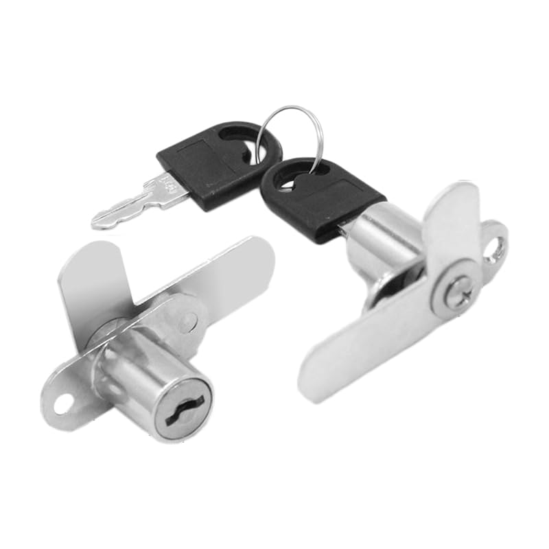 TA-VIGOR 19mm Zinc Alloy Double Door Cabinet Lock with 7-Shaped Locking Rod for Filing Cabinets, Mailboxes and Metal Furniture, Keys Different, Silver