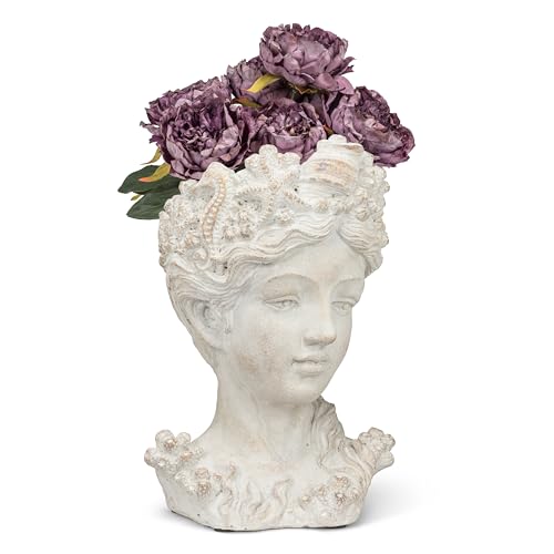 Abbott Collection Ariel Woman Head with Shells Cement Planter, Small (10" H) by Abbott Collection - Used condition - US$30.93