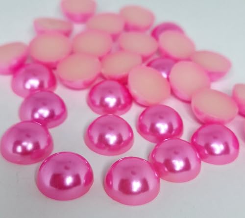 MajorCrafts 100pcs 14mm Flat Back Half Round Resin Pearls Arts and Crafts Embellishments (Rose Pink C22) - Image 2