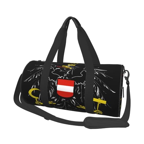 Austrian Coat of Arms Flag Travel Duffel Bag Shoes Compartment Foldable Lightweight Yoga Gym Sports Bag