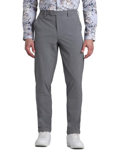 Image of Jack & Jones Men Solid Slim Fit Mid Rise Stretchable Pants
