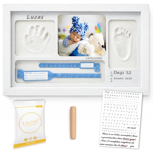 Lalfof® Marco Huellas Bebe Recien Nacido Con Nombre personalizado Y Porta Objetos. Regalo bebe recien nacido niño/niña. Huella bebes pie y manos Dermatológicamente Aprobada.Ideas regalos para bebes Lalfof® Marco Huellas Bebe Recien Nacido Con Nombre personalizado Y Porta Objetos. Regalo bebe recien nacido niño/niña. Huella bebes pie y manos Dermatológicamente Aprobada.Ideas regalos para bebes