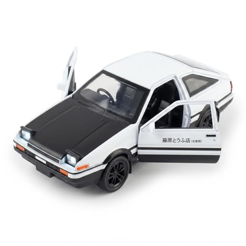 Image of Toyota AE86 Sprinter Trueno 1:35 Scale Die-Cast Car Model - Fujiwara Tofu Shop JDM Drift Livery Sound Light Pull-Back Alloy Panda Trueno Collectible