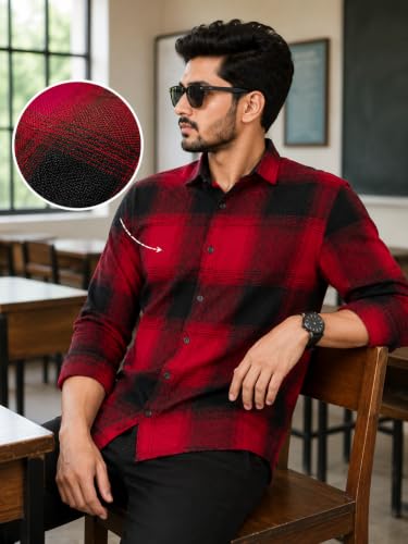 Image of Men's Flannel Plaid Check Full Sleeve Button-Down Shirt