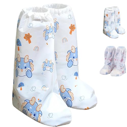 Sumneo 5 Paar Regen-Überzieher für Kinder Wasserdichte Gummistiefel-Hüllen mit süßen Prints (dinosaur print L Grundschulkind Herren 3X-Large Alphanumerisch EU Schuhgrößensystem XX-Schmal)