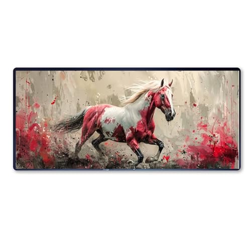 Large Mouse Mat 36 x 16 x 0.1 inch, Extended Mouse Mat Horse Mouse Pad animal Desk Pad, Adults Kids Gaming Mouse Pad, Keyboard Pad with Stitched Edges Non Slip Rubber Base for Computer PC Desk Decor