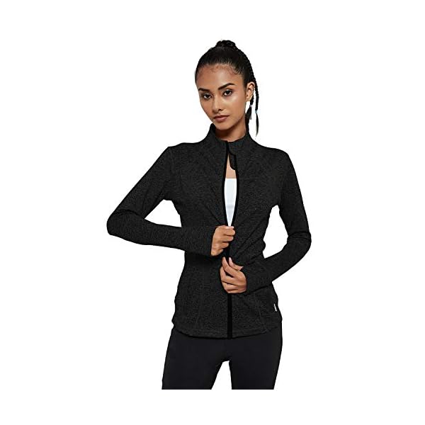 KID1234 Women's Yoga Jacket Full Zip-up Running Shirt Running Track Jacket Sportswear with Thumb Holes