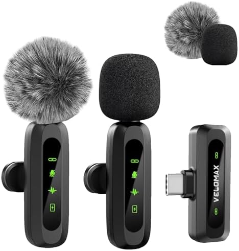 VELOMAX Mic for YouTube Wireless - Ultra-Clear Noise Reduction, 30M Stable Connection, Zero Latency, Plug & Play, Perfect Wireless mic for Youtubers Creators