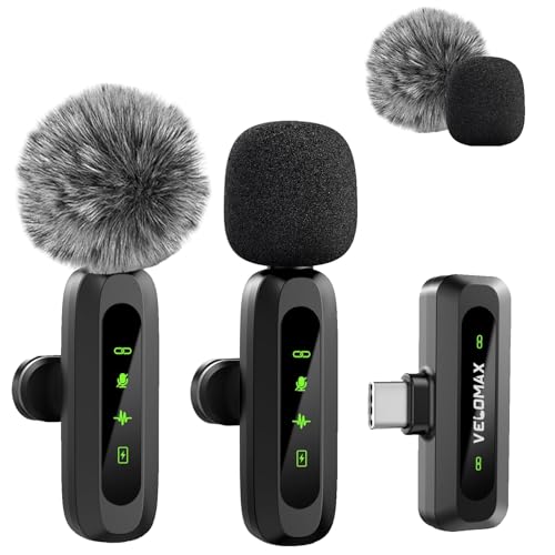 VELOMAX Mic for YouTube Wireless - Ultra-Clear Noise Reduction, 30M Stable Connection, Zero Latency, Plug & Play, Perfect Wireless mic for Youtubers Creators