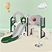 Green 8 in 1 Kids Slide and Swing Set, Kids Playground, Climbing Slide Toy Set with Basketball Stand, Independent Combination for Kids, Indoor and Outdoor use