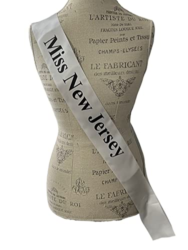 Miss New Jersey Cross Body Pageant Sash With Adjustable Pin #TOP1