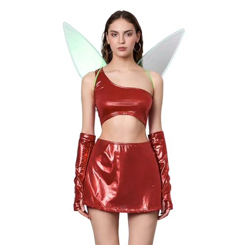 Alaurbeauty Costume Winx Club pour Femme - Flore, Stella, Musa, Layla Aisha - Déguisement pour Fête, Carnaval, Halloween (Rouge)