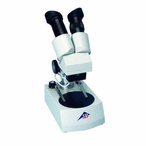 Image of 3B Scientific Binocular Stereo Microscope with Plastic Detachable Object Plate, 2x Objective, 12V /10W Top and Transmitted Light Source, 20x Magnification
