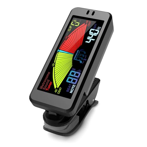 Digiroot Guitar Tuner, Clip On 3-in-1 Metronome Tuner Tone Generator with LCD Color Screen for Guitar, Bass, Violin, Ukulele, Chromatic, Clarinet, Trumpet, Flute, All Instruments