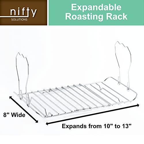 Nifty Expandable Roasting Rack – Easy-Grip Handles, Multipurpose Cooking Accessory, Chrome-Plated Steel, Dishwasher Safe, Heavy-Duty Design For Turkey, Ham, Goose, Or Roast #TOP3